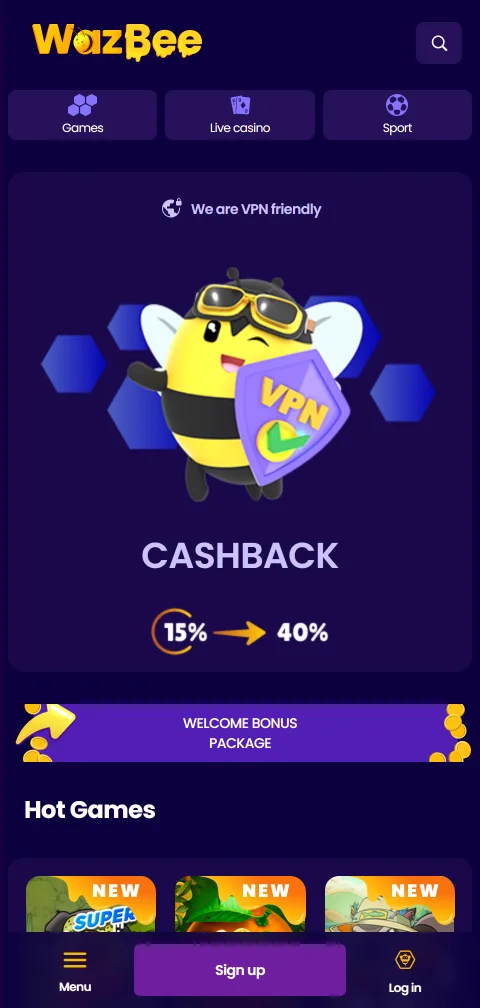 Mobile Browserversion von Wazbee Casino auf dem Smartphone mit deutscher Oberfläche