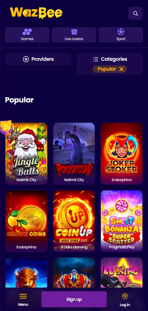Kasse von Wazbee Casino mit Franken, Kartenzahlung, E-Wallets und Kryptowährungen