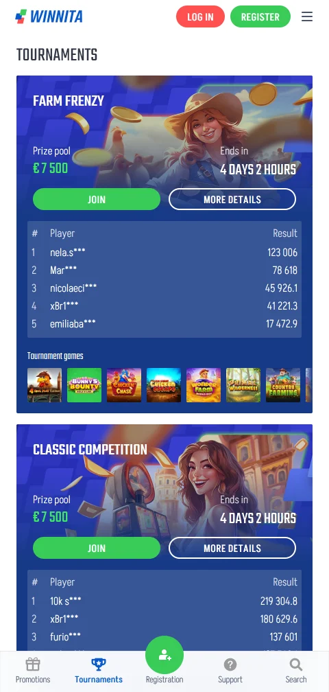Kasse von Winnita Casino mit Karten, Apple Pay und Kryptowährungen auf dem Handy