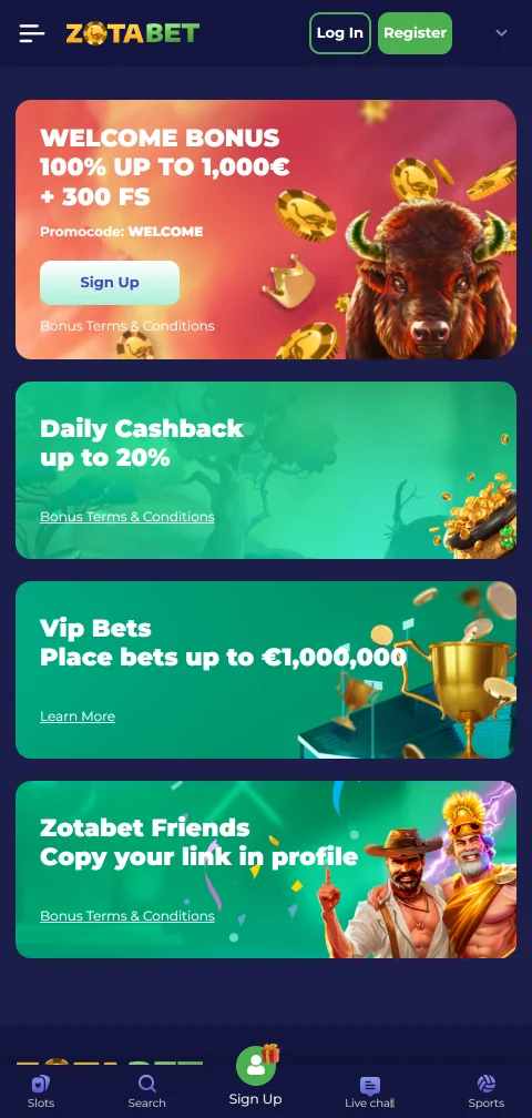 ZotaBet Casino Kasse mit Karten, E-Wallets, Banküberweisung und Kryptowährungen für Auszahlungen
